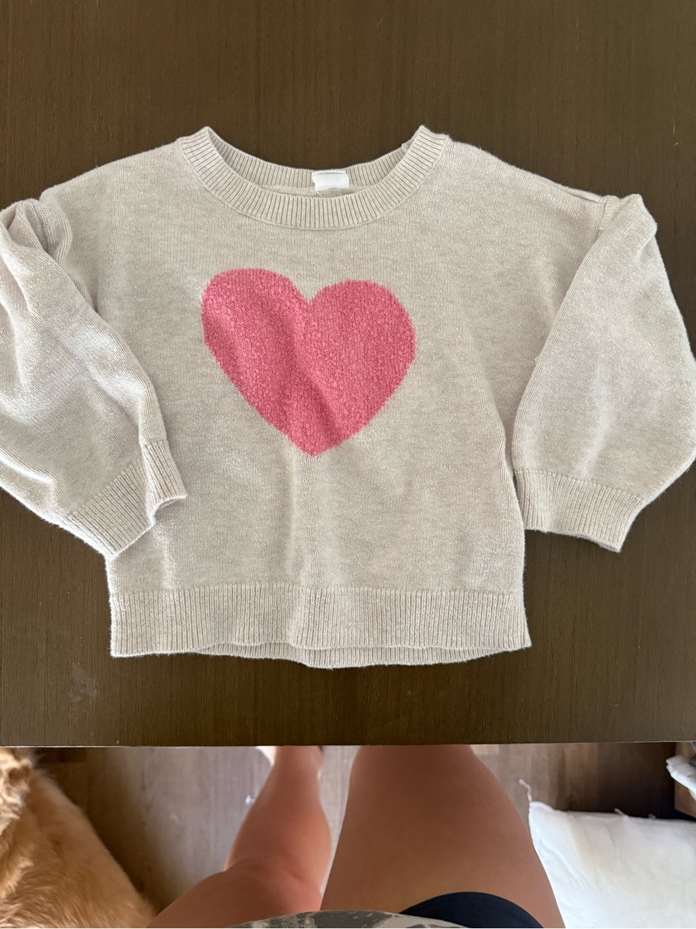 GAP Cream Pullover Sweater with Pink Heart